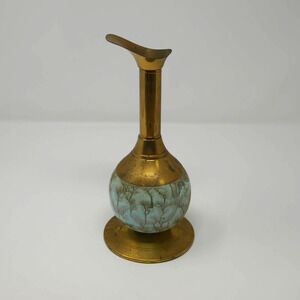 Vintage Delft Holland Brass Ewer Vase with Glazed Ceramic Base